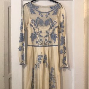Alice by Temperley Blue Clover Cotton/Mesh Gown